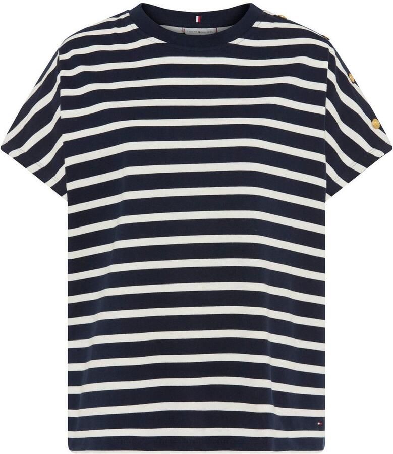Tommy Hilfiger Curve Shirt met korte mouwen CRV GOLD BUTTON SS TEE
