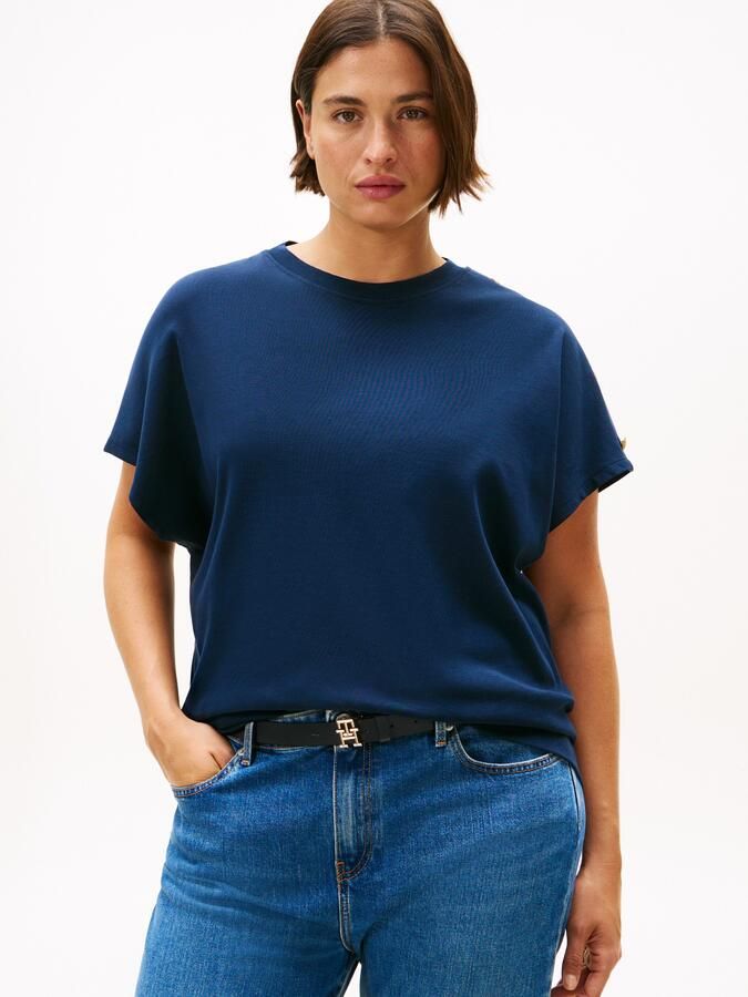 Tommy Hilfiger Curve Shirt met korte mouwen CRV GOLD BUTTON SS TEE - Foto 5