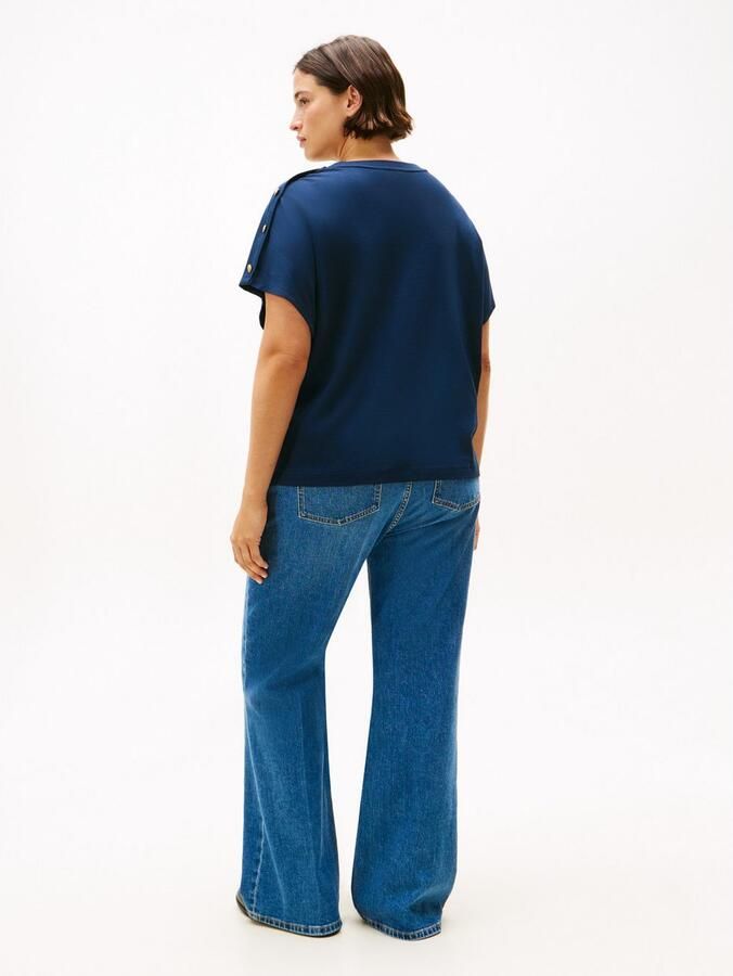 Tommy Hilfiger Curve Shirt met korte mouwen CRV GOLD BUTTON SS TEE - Foto 3