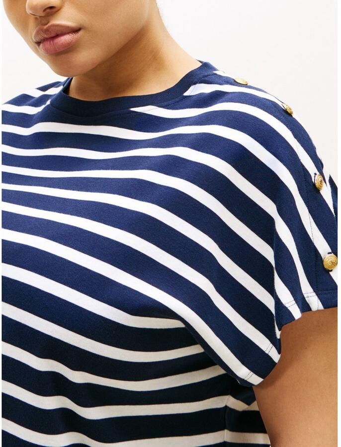 Tommy Hilfiger Curve Shirt met korte mouwen CRV GOLD BUTTON SS TEE - Foto 2