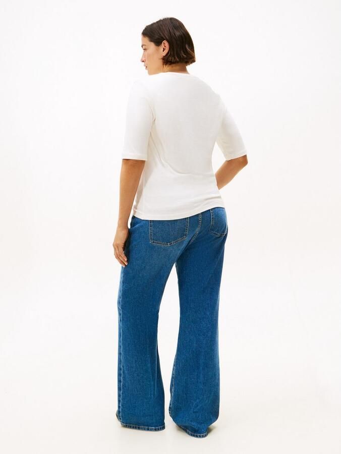 Tommy Hilfiger Curve Shirt met korte mouwen CRV SLIM 5X2 RIB C-NK 1 2 SLV in grote maten in geribbelde structuur - Foto 3