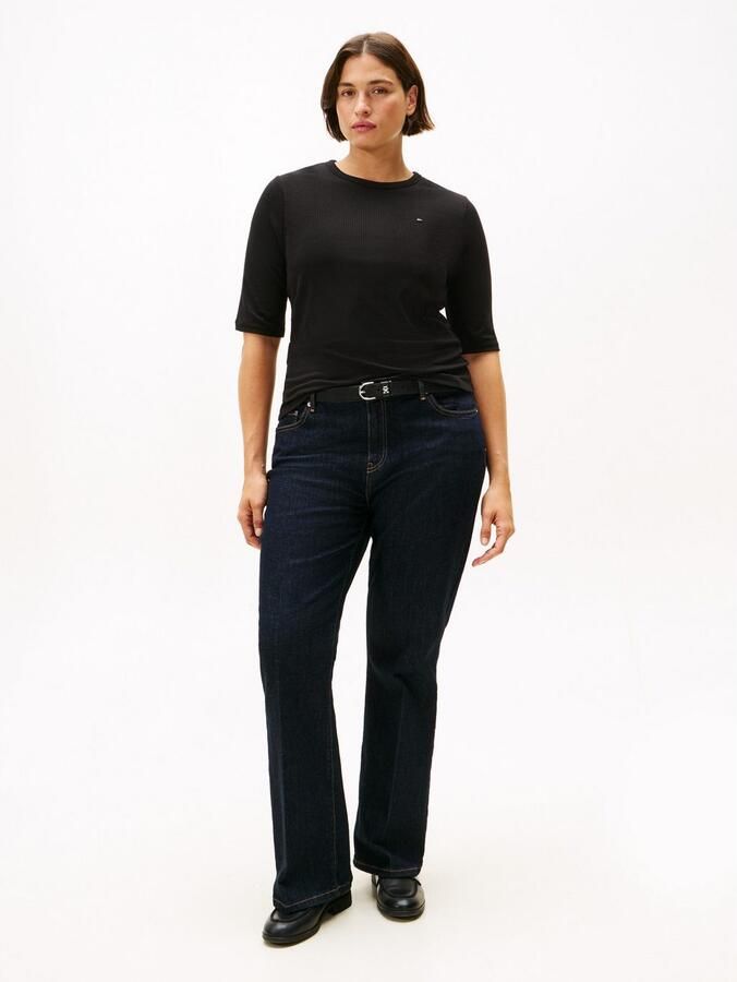 Tommy Hilfiger Curve Shirt met korte mouwen CRV SLIM 5X2 RIB C-NK 1 2 SLV in grote maten in geribbelde structuur - Foto 2