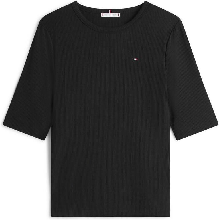 Tommy Hilfiger Curve Shirt met korte mouwen CRV SLIM 5X2 RIB C-NK 1 2 SLV in grote maten in geribbelde structuur - Foto 4