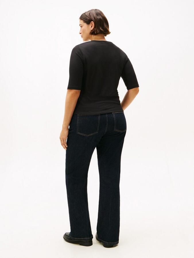 Tommy Hilfiger Curve Shirt met korte mouwen CRV SLIM 5X2 RIB C-NK 1 2 SLV in grote maten in geribbelde structuur - Foto 3