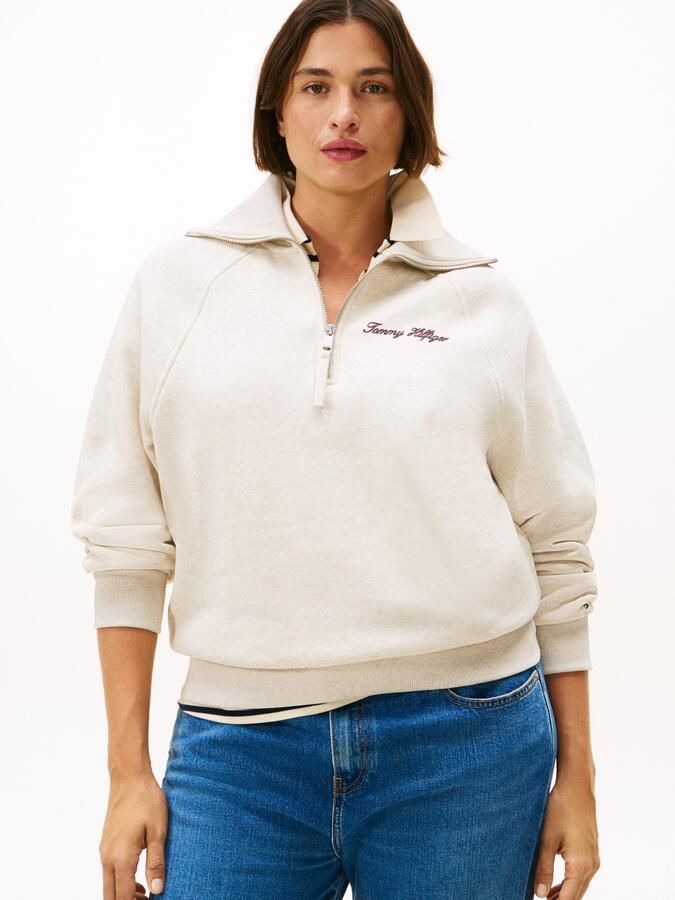 Tommy Hilfiger Curve Sweatshirt CRV CLASSIC SCRIPT FLEECE 1 2ZIP - Foto 5