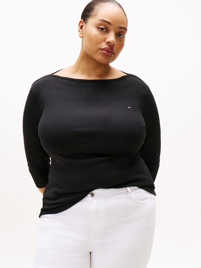 Tommy Hilfiger Curve T-shirt CRV SLIM CODY BOAT-NK 3 4SLV in grote maten 3 4 mouwen logoborduring - Foto 9