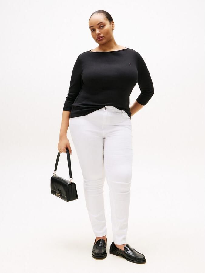 Tommy Hilfiger Curve T-shirt CRV SLIM CODY BOAT-NK 3 4SLV in grote maten 3 4 mouwen logoborduring - Foto 4