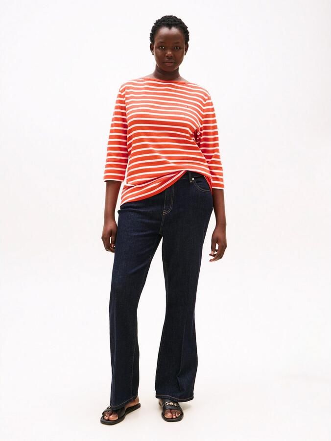 Tommy Hilfiger Curve T-shirt CRV SLIM CODY BOAT-NK 3 4SLV in grote maten 3 4 mouwen logoborduring - Foto 2