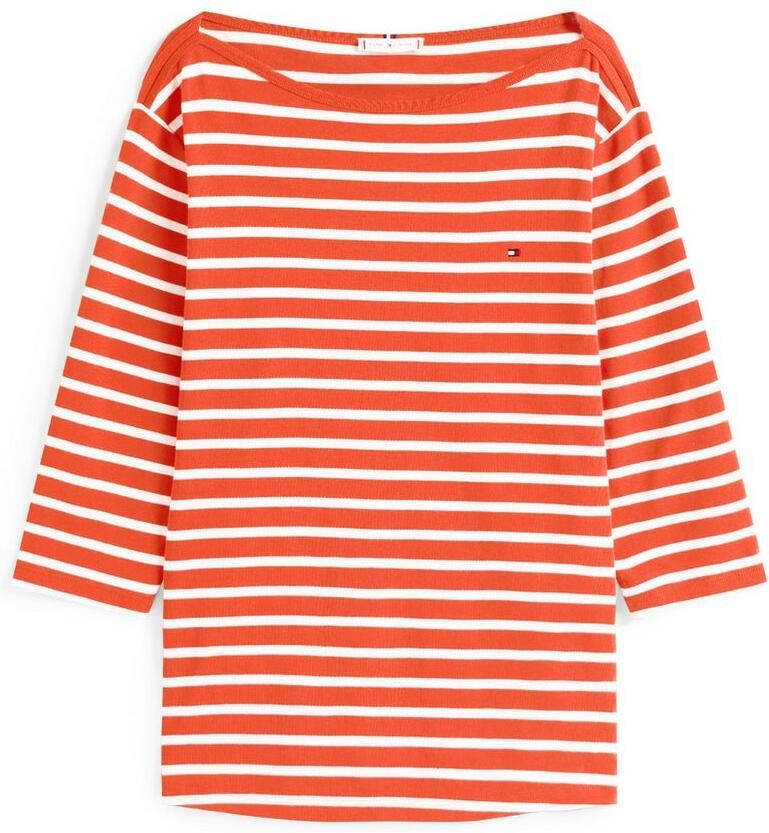 Tommy Hilfiger Curve T-shirt CRV SLIM CODY BOAT-NK 3 4SLV in grote maten 3 4 mouwen logoborduring