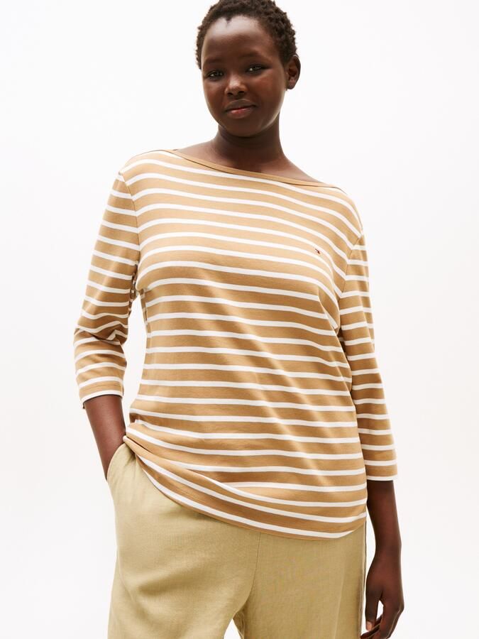 Tommy Hilfiger Curve T-shirt CRV SLIM CODY BOAT-NK 3 4SLV in grote maten 3 4 mouwen logoborduring - Foto 4