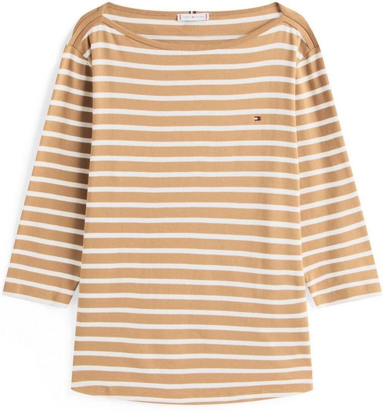 Tommy Hilfiger Curve T-shirt CRV SLIM CODY BOAT-NK 3 4SLV in grote maten 3 4 mouwen logoborduring