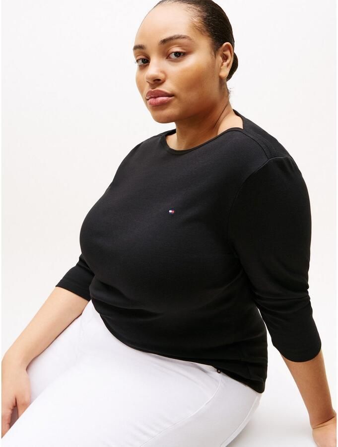 Tommy Hilfiger Curve T-shirt CRV SLIM CODY BOAT-NK 3 4SLV in grote maten 3 4 mouwen logoborduring - Foto 2