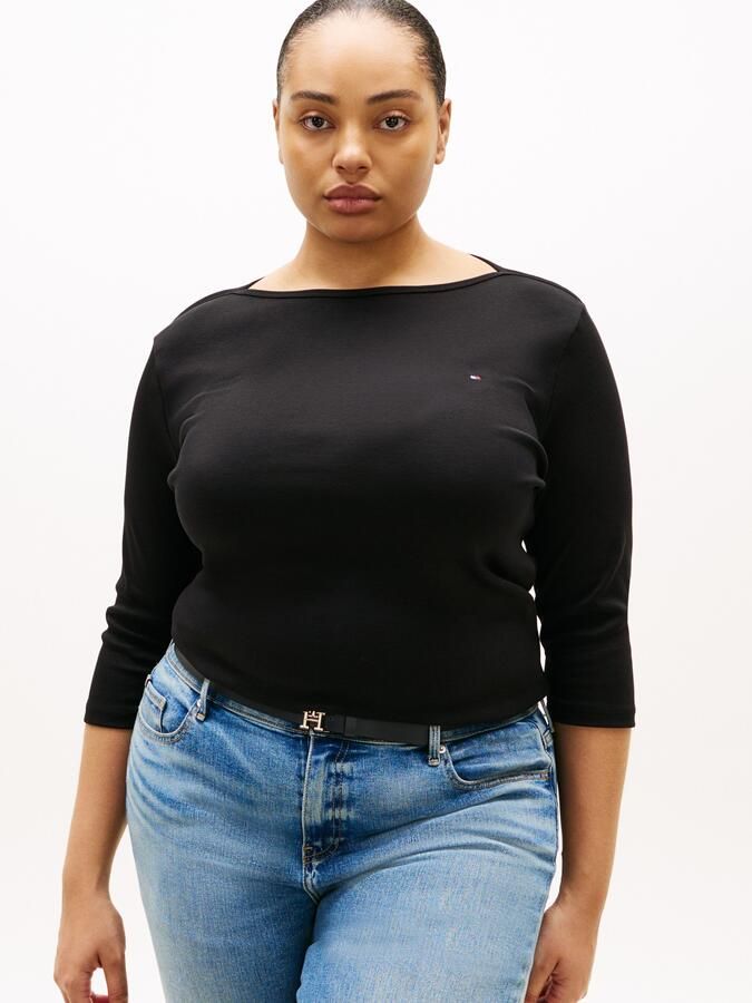 Tommy Hilfiger Curve T-shirt CRV SLIM CODY BOAT-NK 3 4SLV in grote maten 3 4 mouwen logoborduring - Foto 8