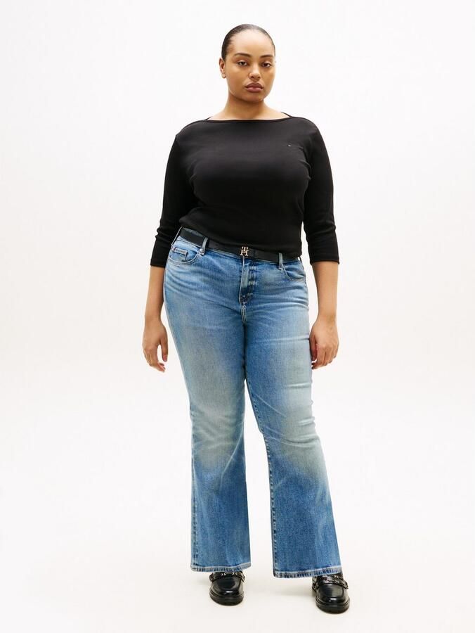 Tommy Hilfiger Curve T-shirt CRV SLIM CODY BOAT-NK 3 4SLV in grote maten 3 4 mouwen logoborduring - Foto 6