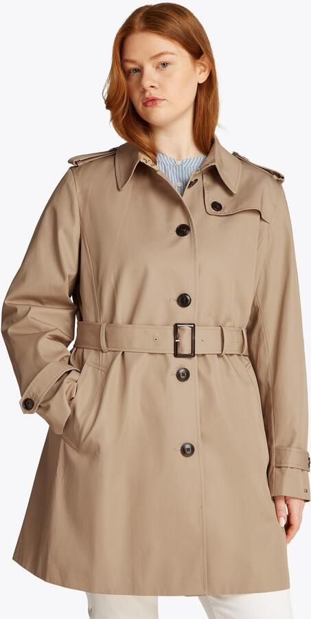 Tommy Hilfiger Curve Trenchcoat CRV HERITAGE SB TRENCH in grote maten logo borduurwerk op de mouw typische trenchdetails - Foto 6