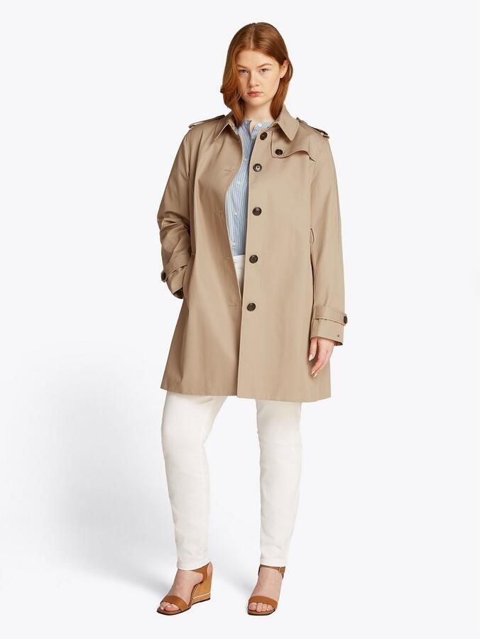 Tommy Hilfiger Curve Trenchcoat CRV HERITAGE SB TRENCH in grote maten logo borduurwerk op de mouw typische trenchdetails - Foto 3