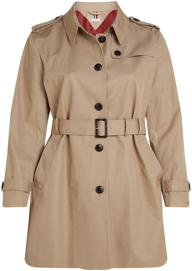 Tommy Hilfiger Curve Trenchcoat CRV HERITAGE SB TRENCH in grote maten logo borduurwerk op de mouw typische trenchdetails - Foto 5