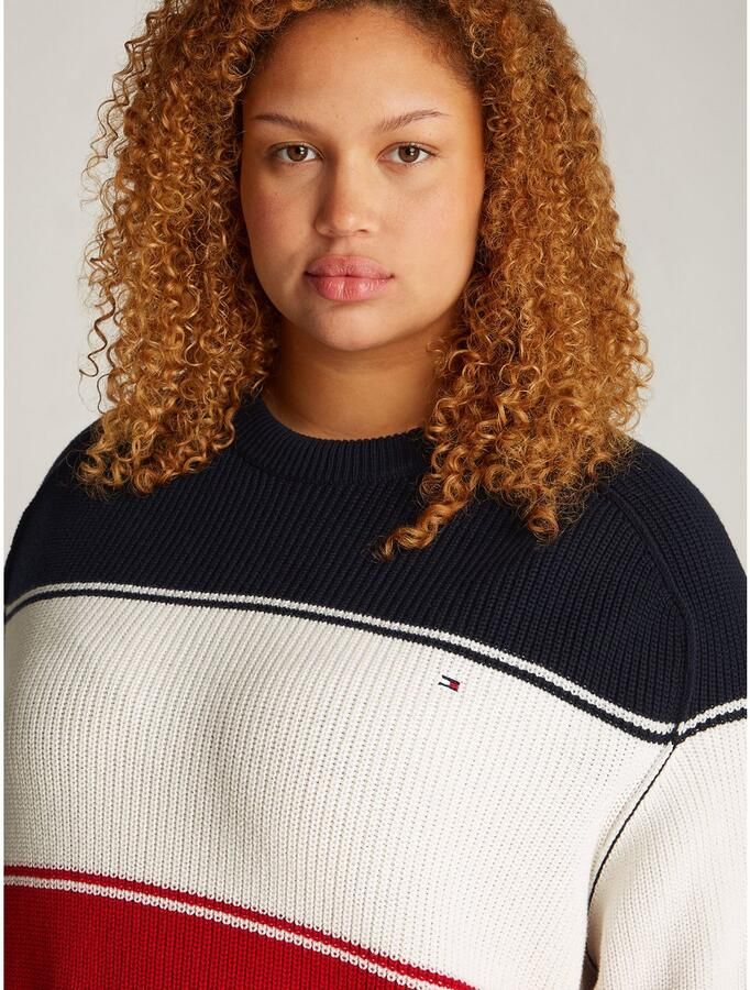 Tommy Hilfiger Curve Trui met ronde hals CRV CO CARDI STITCH C-NK SWT - Foto 3