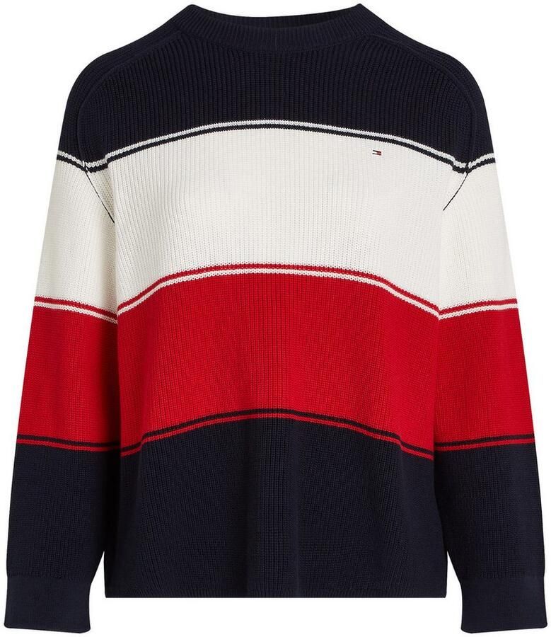 Tommy Hilfiger Curve Trui met ronde hals CRV CO CARDI STITCH C-NK SWT