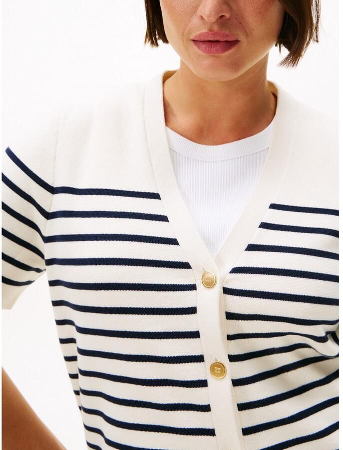 Tommy Hilfiger Curve Vest CRV CO JRSY MID GG GOLD BTN CRDI in grote maten met goudkleurige knopen