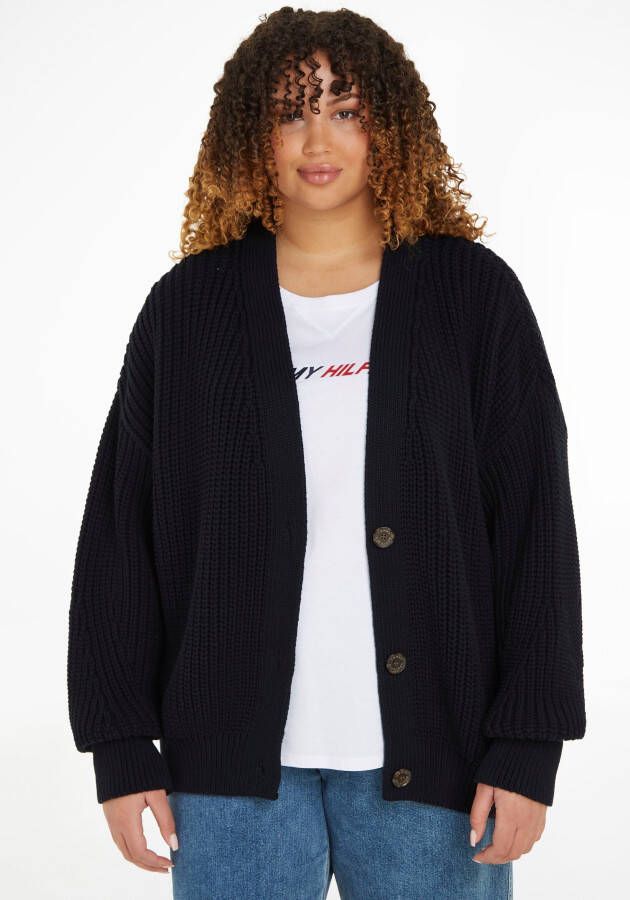 Tommy Hilfiger Curve Vest CRV ORG CTN BUTTON V-NK CARDIGAN