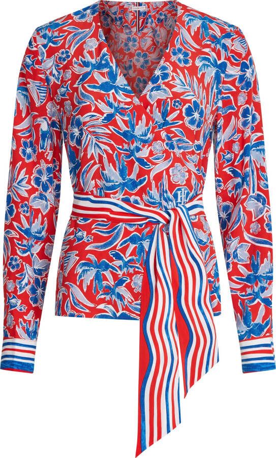 Tommy Hilfiger Curve Wikkelblouse CRV VISCOSE SCARF WRAP BLOUSE LS V-hals in wikkel-look