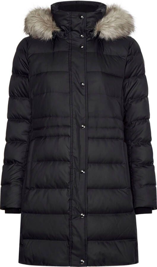 Tommy Hilfiger Doorgestikte jas TYRA DOWN COAT WITH FUR met boord aan de mouwen