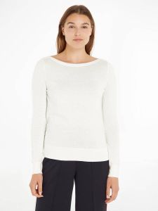 Tommy Hilfiger Gebreide trui CO JERSEY STITCH BOAT-NK SWEATER met -merklabel op de mouw