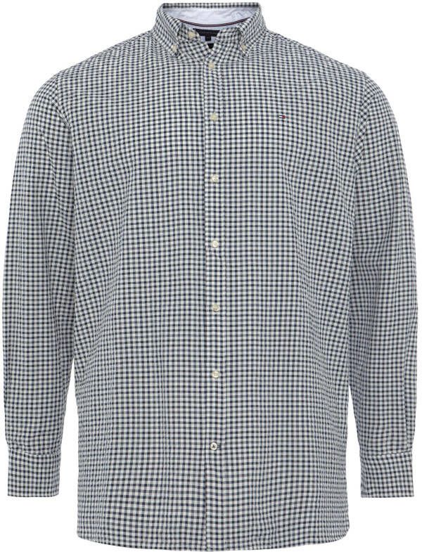 Tommy Hilfiger Big & Tall geruit slim fit overhemd Plus Size van biologisch katoen carbon navy multi