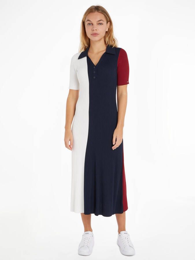 Tommy Hilfiger Jerseyjurk RWB COLOUR BLOCK POLO SWT DRESS