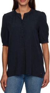 Tommy Hilfiger Klassieke blouse VISCOSE POPLIN HENLEY HALF SLV in henleyshirt-look