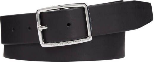 Tommy Hilfiger Zwarte Leren Riemen 3 5 cm Hoogte Zwart Heren