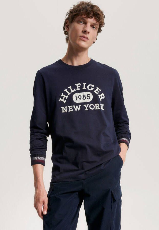 Tommy Hilfiger Shirt met lange mouwen en labelprint model 'COLLEGIATE'