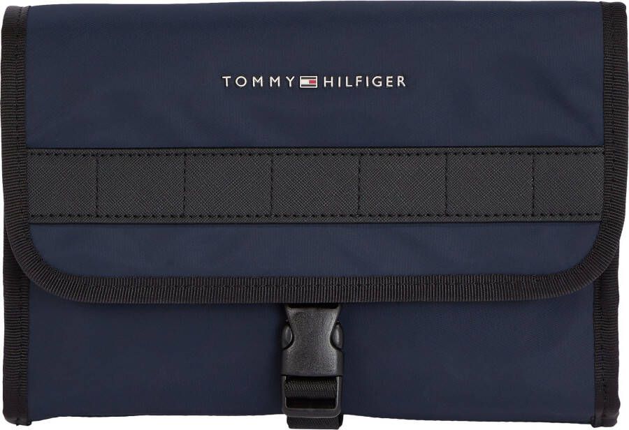 Tommy Hilfiger Blauwe Beauty Case met Haken en Rits Blue Heren