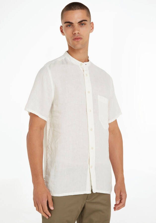Tommy Hilfiger Overhemd met korte mouwen LINEN MANDARIN RF SHIRT S S in een klassiek design (1-delig)