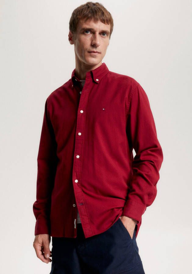 Tommy Hilfiger Flex Geborsteld Twill Overhemd met Lange Mouwen Red Heren