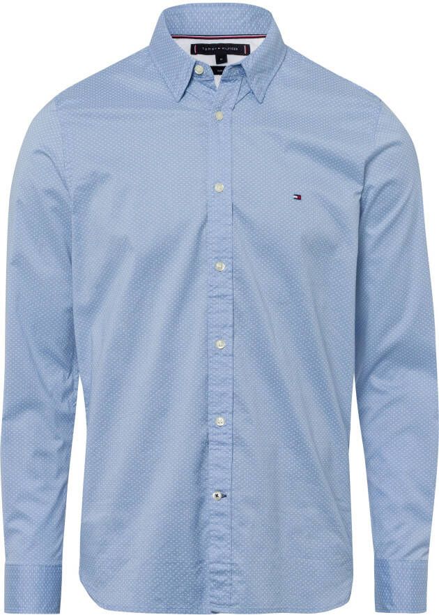 Tommy Hilfiger slim fit overhemd met biologisch katoen cloudy blue optic white