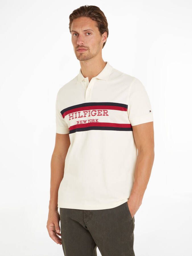 Tommy Hilfiger Colorblock Polo Shirt Regular Fit White Heren