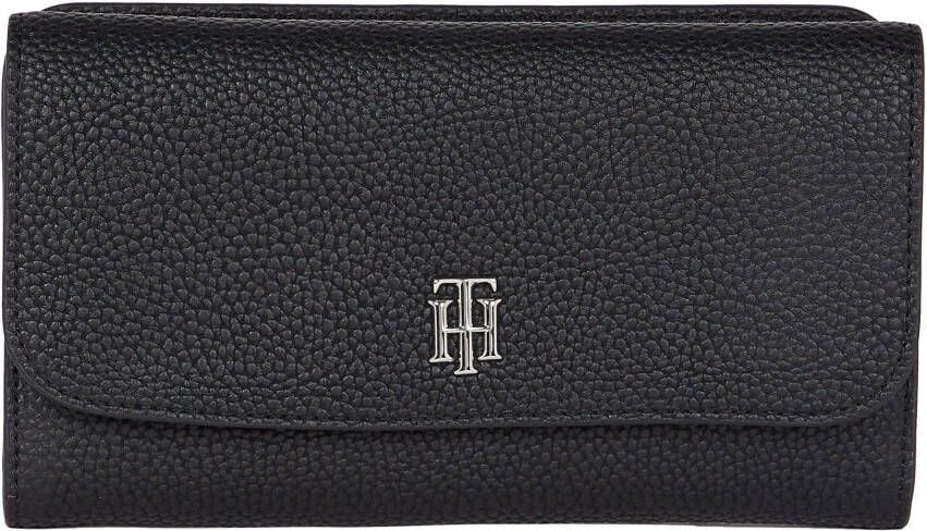 Tommy Hilfiger Zwarte Polyurethaan Portemonnee met Logo Zwart Dames