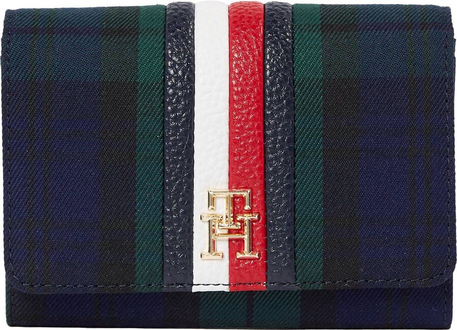 Tommy Hilfiger Portemonnee TH EMBLEM MED ZA BLACKWATCH met goudkleurige details
