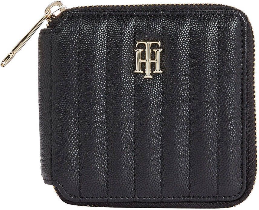 Tommy Hilfiger Portemonnee TH TIMELESS MED WALLET QUILTED met goudkleurige details