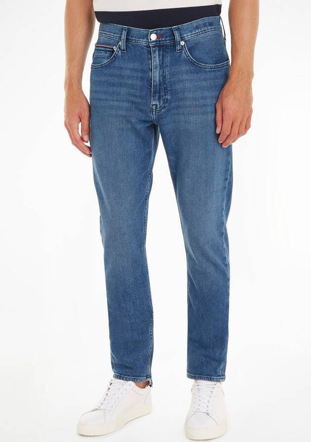 Tommy Hilfiger Tapered Heren Jeans met Vijf Zakken Blue Heren