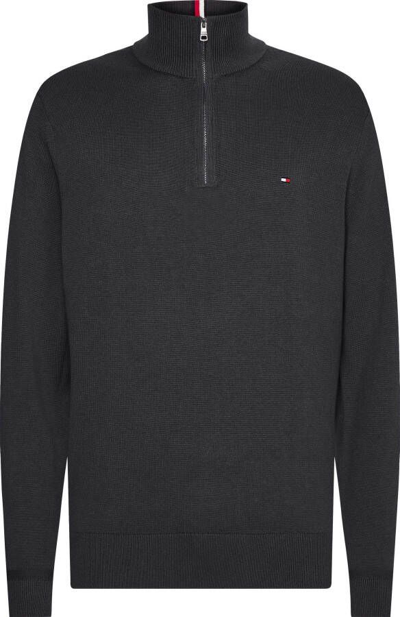 TOMMY HILFIGER Heren Truien & Vesten Pima Org Ctn Cashmere Zip Mock Donkergrijs