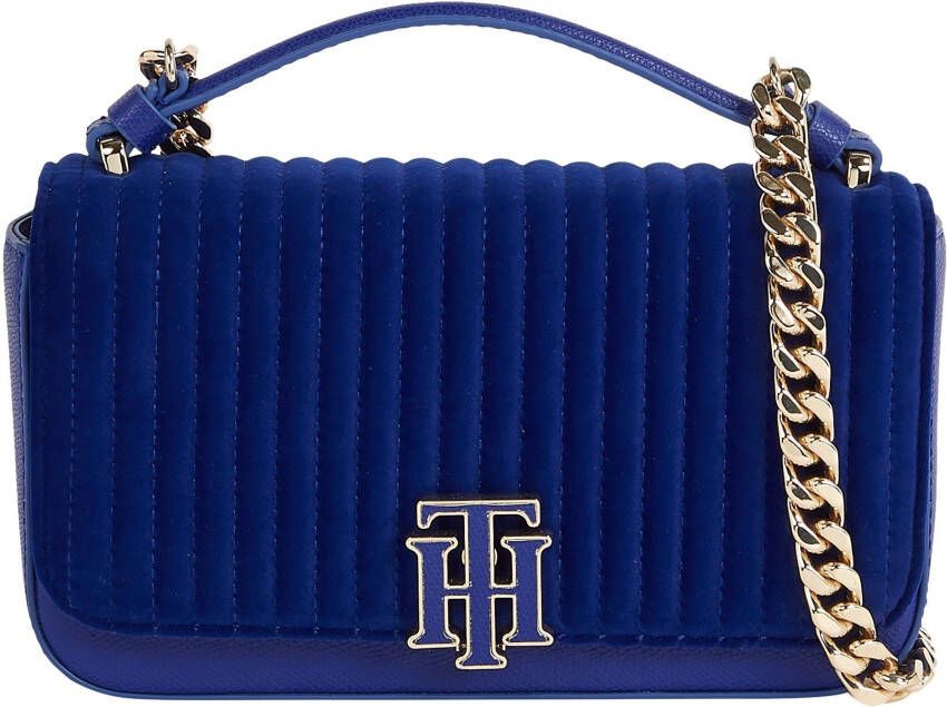 Tommy Hilfiger Schoudertas TH OUTLINE CROSSOVER VELVET met goudkleurige details