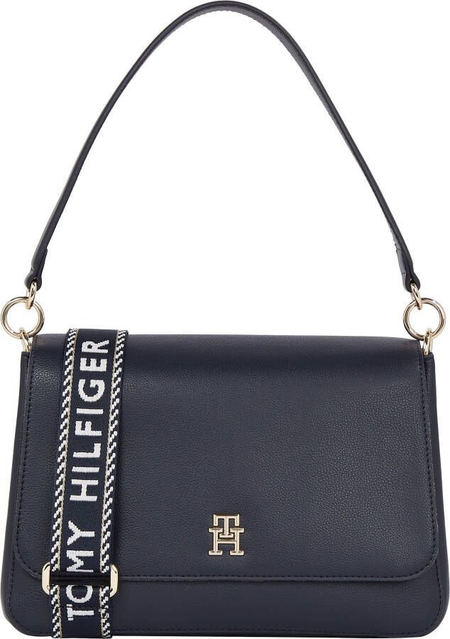Tommy Hilfiger Blauwe Schoudertas met Afneembare Band Black Dames
