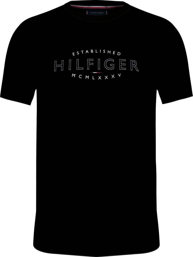 Tommy Hilfiger Shirt met ronde hals HILFIGER CURVE LOGO TEE met logoborduursel op de mouw