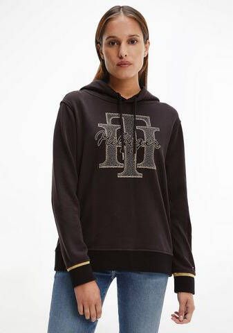 Tommy Hilfiger Sweatshirt REGULAR TH CRYSTAL HOODIE met glinsterend logo opschrift