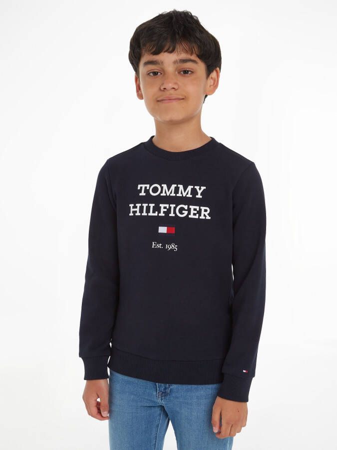 Tommy Hilfiger sweater met tekst donkerblauw Tekst 122