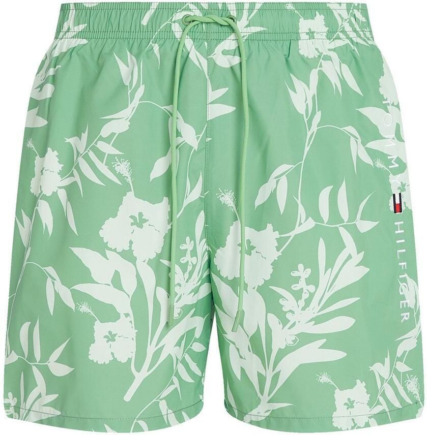 Tommy Hilfiger Swimwear Zwemshort MEDIUM DRAWSTRING PRINT met tropisch motief met logo-borduursel