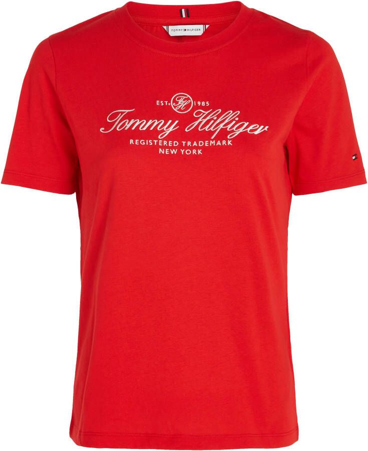 Tommy Hilfiger T-shirt REG HILFIGER SCRIPT C-NK SS met discreet merklabel op de manchetten